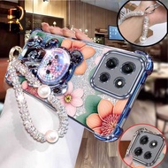 3pcs( Art flower phone Case+Lanyard+Bear Stand) For Moto G56/G52/G54/G54 EUR Edition/G54 Power Comfo