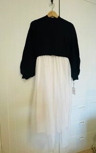 日本GRL 黑色上衣配白色紗裙連衣裙