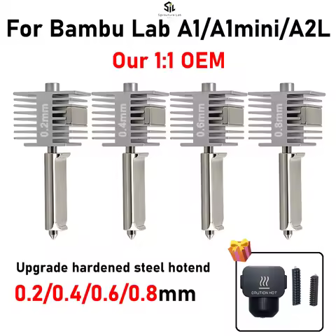 Hotend Kit for Bambu Lab A2L A1 A1 Mini, Stainless Steel Integrated High-Precision A1 Nozzle Same as