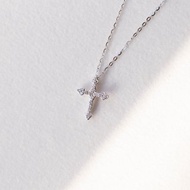 花邊十字架 14K白K金鑽石項鍊 Diamond Necklace 輕珠寶 女生禮物