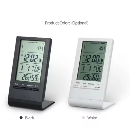 Mini Digital Thermometer Hygrometer Indoor Temperature Humidity Meter Gauge Clock Weather Station Fo