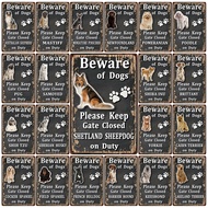 Beware Of Dogs Cocker Spaniel Shiba Inu Bulldog Tin Metal Sign Home Decor Bar Wall Art Painting 20*3