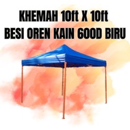 KHEMAH 10ft X 10ft (3M X 3M) BESI OREN SEMI HEAVY-DUTY KAIN NYLON AA+ 600D BIRU