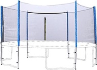14FT Universal Trampoline Replacement Enclosure Poles with Safety Net, Round Trampoline Enclosure Net with Poles, Come with Clamps and Hardware Fits Most 6 Straight Poles Trampoline Frame