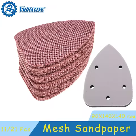 Mesh Sandpaper 98X140X140 mm 11/21 Pcs 977A+ Hook and Loop Assorted 60-1000 Grits for Polishing and 