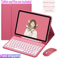 For iPad 10th Generation Round Keycap Bluetooth Keyboard Case with Pencil Slot Magnetic Cover For 9.7'' iPad 5th 6th 10.2'' 7th 8th 9th Gen 10.9'' Air 4 Air 5 Pro 9.7 11