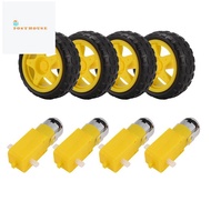 4PCS DC Electric Motor + Plastic TT Motor Tire Wheel Dual Shaft Gear Motor TT Gearbox Engine for Ard