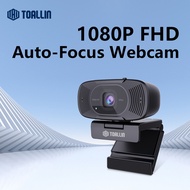 TOALLIN Webcam PC 1080P 30fps Dual Mics Auto-Focus web cam FOV 90 Computer Camera USB No Optical Dis
