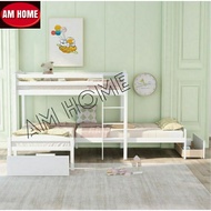 Solid wood Bunk bed, single bunk bed, Single Double decker, Solid kayu katil bunk, katil 2 tingkat, katil 3 tingkat