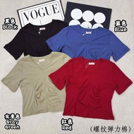 （JANUARY-JN2583）Women's clothing top V-neck short sleeves summer new style cotton top