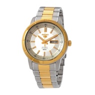 [Creationwatches] Seiko 5 Two Tone Stainless Steel Silver Dial 21 Jewels Automatic SNKN58K1 Men's Watch