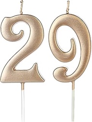 Champagne Gold 29th & 92nd Number Birthday Candles for Cake Topper, Number 29 92 Glitter Premium Can