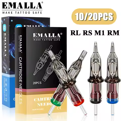 20/10PCS EMALLA Disposable Tattoo Cartridge Needles RL/RS/M1/RM Sterilized Safety Cartridge Needles 