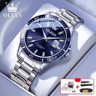 OLEVS | นาฬิกาข้อมือชาย Quartz Mechanical Authentic Black Water Ghost นาฬิกาข้อมือชาย สายหนัง นาฬิกา