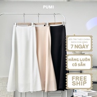 [SHOPPUMI] Plain silk skirt with back zipper, multicolored fishtail flare SML Pumi 15382