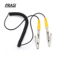 PRASI Anti-Static ESD Grounding Cable, 2mm 180cm / 71" Coiled Cord, Polyurethane Male-to-Female Blac