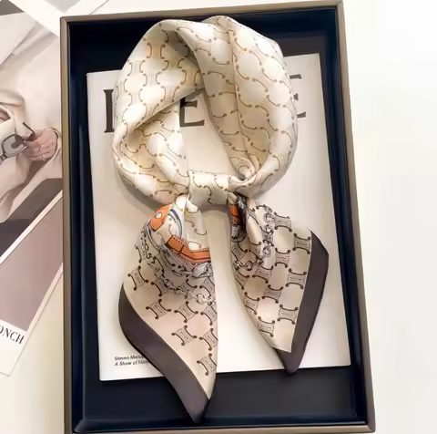70CM Fashionable Printed Silk Square Scarf, Soft Satin Scarf, Headscarf, Headband, Elegant Shawl Ban