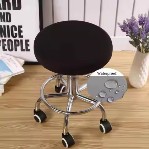 1PC Solid Color Elastic Waterproof Milk Silk Round Stool Cover Suitable For Round Stool Cover Anti D