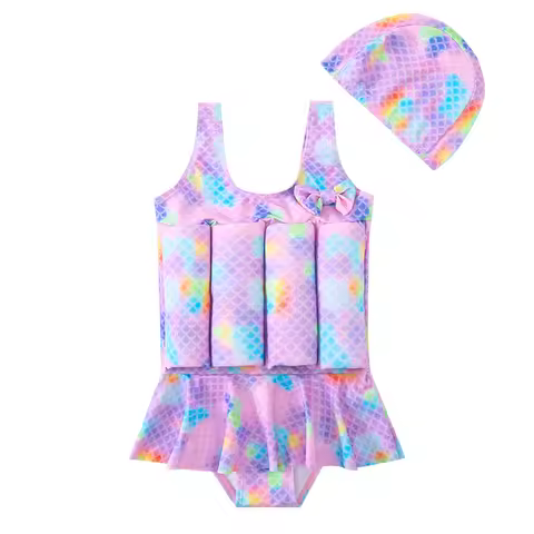 Buoyancy Swimsuit Girl One Piece Suit 2-7 Year Children Floating Swimwear Baby Toddler Infant Swimmi