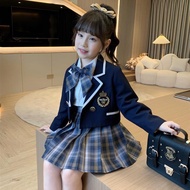 Girls' Autumn College Style Outfit2025New style children's suit jacket, shirt, pleated skirt for kid