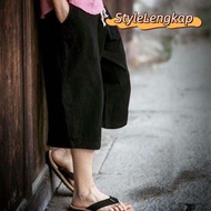 StyleLengkap🌟 Loose large-size cotton and linen cropped pants, trendy China style men's big pants, f