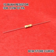 10 PCS 33K RESISTORS 1/2W CF 5% ROHS