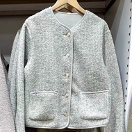 Uniqlo umiqio/U gia đình mùa thu và mùa đông của phụ nữ giả Cừu lông Cừu lông cừu cổ tròn cardigan Á