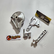 ชุด3ชิ้น ชุดขายึดดั้มติดสวิงอาร์ม CNC + ฝาเบรค CNC ตัวใหม่ + มือลิงซู เจาะสล็อต เวฟ110i 2009-2026 /