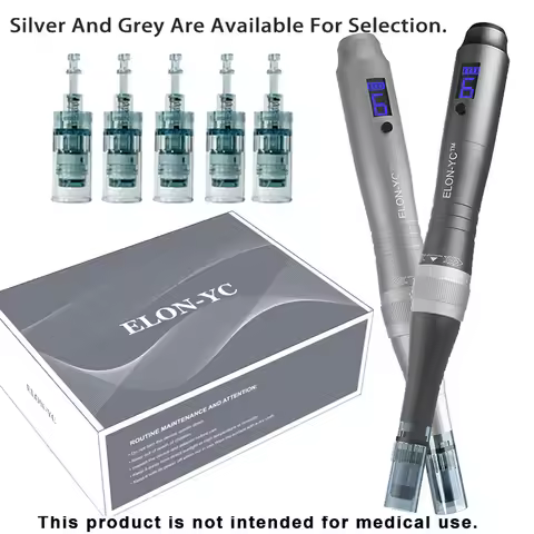 ELON-YC Dr Dermapen M8X With 5pcs Nano 0.25mm Replacement Cartridges, With Battery Level Display, In