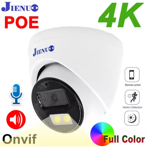 JIENUO 4K POE Camera CCTV Security Surveillance 64G 128G Full Color Night Vision Video Two-Way Audio