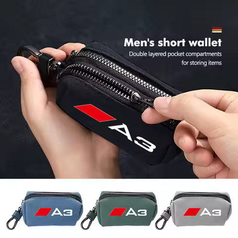 Car Portable Short Wallet Credit ID Card Coin Zipper Purse For Audi TT A1 A3 A4 A6 A5 Q5 A1 Q7 Q3 A8