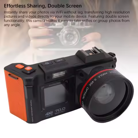 Digital Camera 4K 70MP 50X Zoom Auto Focus Wide Angle F1.8 DSLR Camera With Double Screen Flash for 