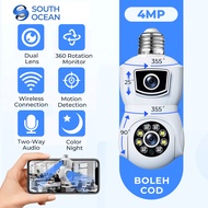 South Ocean Dual Lens 4MP CCTV Camera WiFi Wireless Outdoor E27 Bulb Color & IR Night Vision Bulb CC