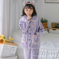 88 Pieces Children's Flannel Pajamas Autumn Winter Boys Girls Home Clothes Thickened Parent-Child Su
