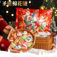 Dd(500g/40 Pieces) Christmas Marshmallow Santa Snow Card Set Gift Bag Soft Candy Holiday Snack Gift