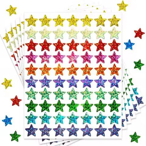 350/1050Pcs Colorful Holographic Foil Star Reward Stickers Student Planner Behavior Awards School Cl