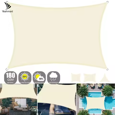 6x4M/3x4M/3x2M Large Sun Shade Sail Canopy Awning Cloth Waterproof Screen UV Block Heavy Duty Outdoo