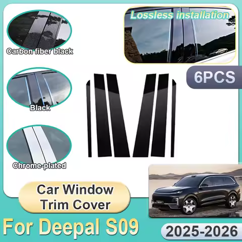 Car Window Trim Covers For Deepal S09 Accessories D587 2025 2026 6X Pillar Sticker Black Carbon Fibe