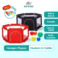 ✶BooBub Foldable Hexagon Playpen Playground Kids Indoor Baby Play Fence Kids Safety Play Yard Pagar Kanak Mainan Playpen☜