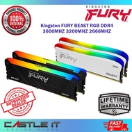 Kingston FURY BEAST RGB DDR4 32GB 16GB 8GB 3600MHZ 3200MHZ 2666MHZ PC3600 PC3200 PC2666 BLACK / WHITE PC Desktop Ram