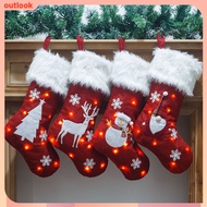 Christmas Socks With Light Santa Claus Snowman Elk Candy Gift Bag Xmas Tree Hanging Decor Luminous Christmas Socks Decorations Outlo