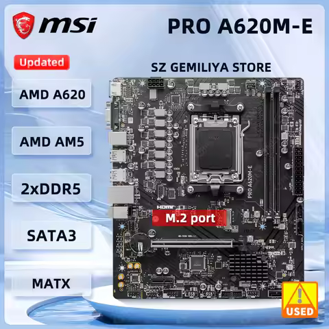 MSI PRO A620M-E Motherboard AMD A620 MotherboardSocket AM5 DDR5 128GB M.2 mATX support Ryzen 9 7900 