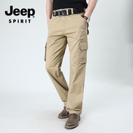 JEEP SPIRIT กางเกงลำลองของผู้ชายกางเกงแฟชั่นมีหลายกระเป๋าแนวธุรกิจทันสมัย