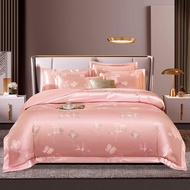 High End Luxury Tribute Forging Jacquard TC1600 4in1 Bedsheet Set Smooth Quilt Cover Pillow Case Bed
