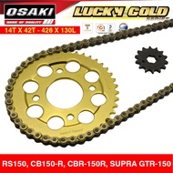 RS150 / CB150-R / CBR-150R / SUPRA GTR150 (14T-42T X 428-130L) Osaki Lucky Gold Chain and Sprocket S