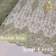 Brukat Tile Sapto Premium Motif Etnik Sumba Meteran Warna Sage Green Bahan kebaya Gaun Dress Mewah T