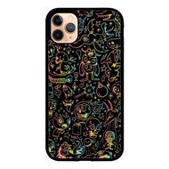 Casing Case iphone 11 X XR XS Max 7 8 Plus Doodle Art Black FF1487
