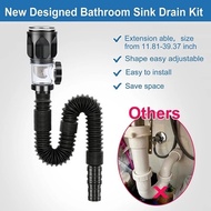 HITAM Black Flexible Press Sink Siphon 87B Afur Avur Anti Odor Squeeze Wash Basin Drain 1 1/4 inch