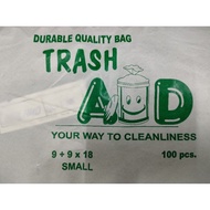 1ream 100pcs Garbage Trash Bag Trash Aid Small 9x9x18" Plastic Bag