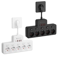 Plug 5 Ac Power Strip Wall Mounted Independent Switch Socket European Standard Plug Network Filter W